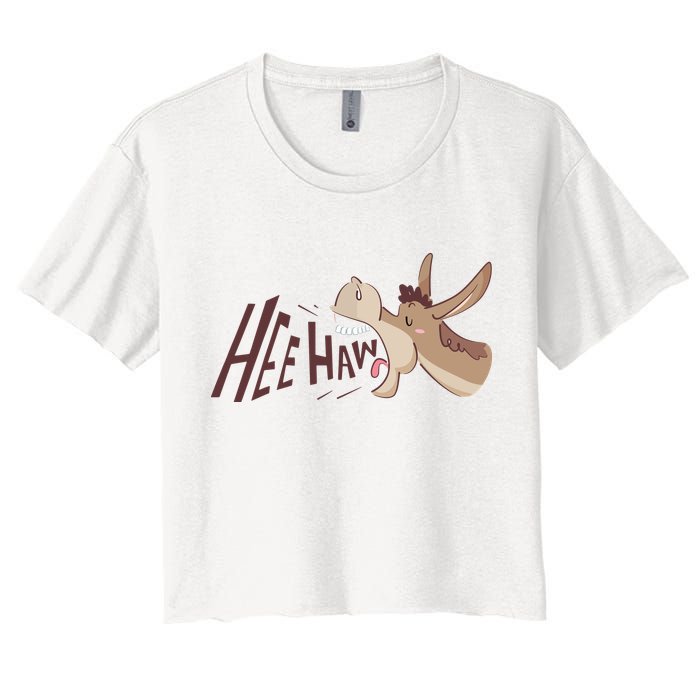 Hee Haw Funny Donkey Laughs Women's Crop Top Tee