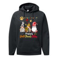 Happy Hallothanksmas Gnomes Halloween Thanksgiving Christmas Performance Fleece Hoodie