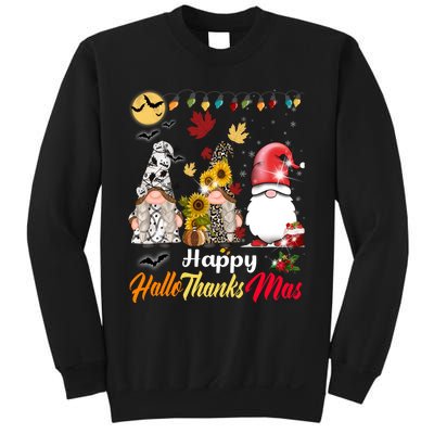 Happy Hallothanksmas Gnomes Halloween Thanksgiving Christmas Sweatshirt