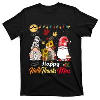 Happy Hallothanksmas Gnomes Halloween Thanksgiving Christmas T-Shirt