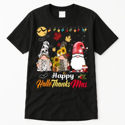 Happy Hallothanksmas Gnomes Halloween Thanksgiving Christmas Tall T-Shirt