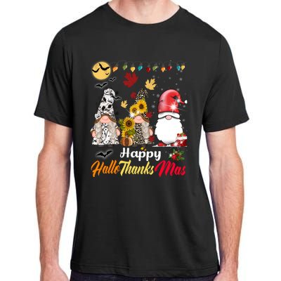 Happy Hallothanksmas Gnomes Halloween Thanksgiving Christmas Adult ChromaSoft Performance T-Shirt