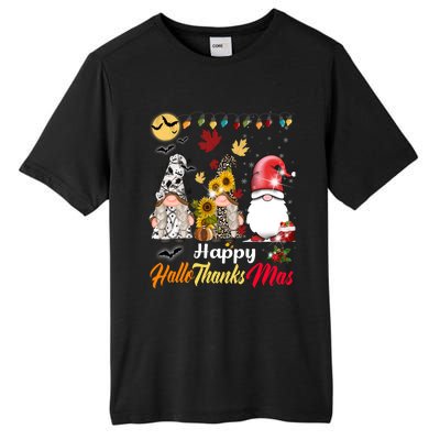 Happy Hallothanksmas Gnomes Halloween Thanksgiving Christmas Tall Fusion ChromaSoft Performance T-Shirt