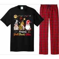 Happy Hallothanksmas Gnomes Halloween Thanksgiving Christmas Pajama Set