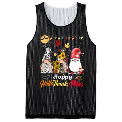 Happy Hallothanksmas Gnomes Halloween Thanksgiving Christmas Mesh Reversible Basketball Jersey Tank