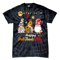 Happy Hallothanksmas Gnomes Halloween Thanksgiving Christmas Tie-Dye T-Shirt