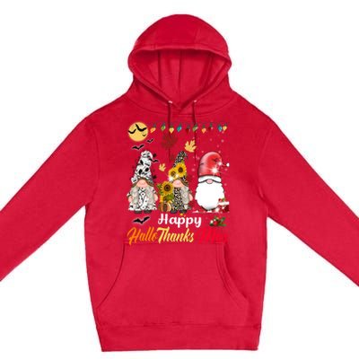 Happy Hallothanksmas Gnomes Halloween Thanksgiving Christmas Premium Pullover Hoodie