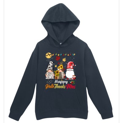 Happy Hallothanksmas Gnomes Halloween Thanksgiving Christmas Urban Pullover Hoodie