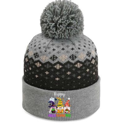 Happy Hallothanksmas Gnomes Halloween Thanksgiving Christmas Funny The Baniff Cuffed Pom Beanie