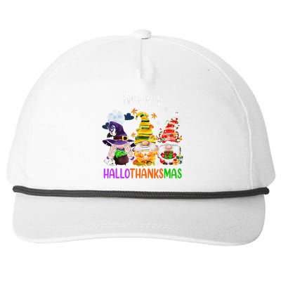 Happy Hallothanksmas Gnomes Halloween Thanksgiving Christmas Funny Snapback Five-Panel Rope Hat