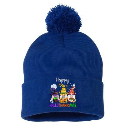 Happy Hallothanksmas Gnomes Halloween Thanksgiving Christmas Funny Pom Pom 12in Knit Beanie