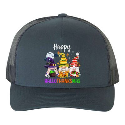 Happy Hallothanksmas Gnomes Halloween Thanksgiving Christmas Funny Yupoong Adult 5-Panel Trucker Hat