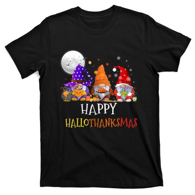 Happy Hallothanksmas Gnomes Halloween Christmas Thanksgiving T-Shirt