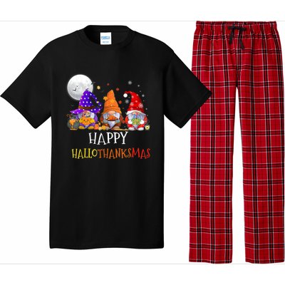 Happy Hallothanksmas Gnomes Halloween Christmas Thanksgiving Pajama Set