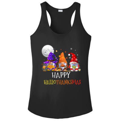 Happy Hallothanksmas Gnomes Halloween Christmas Thanksgiving Ladies PosiCharge Competitor Racerback Tank