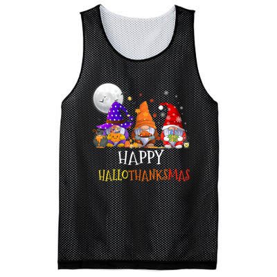 Happy Hallothanksmas Gnomes Halloween Christmas Thanksgiving Mesh Reversible Basketball Jersey Tank