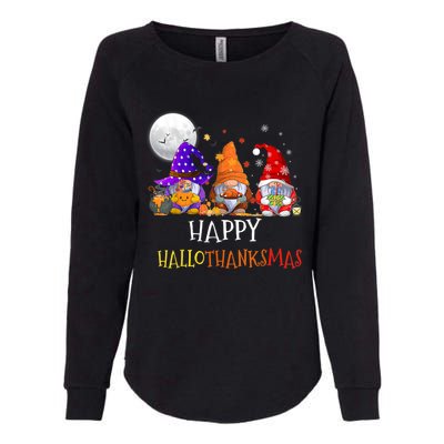 Happy Hallothanksmas Gnomes Halloween Christmas Thanksgiving Womens California Wash Sweatshirt