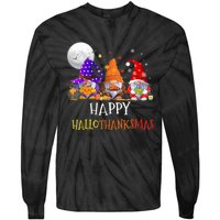 Happy Hallothanksmas Gnomes Halloween Christmas Thanksgiving Tie-Dye Long Sleeve Shirt