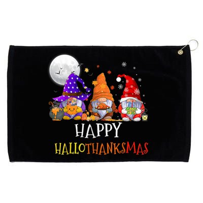 Happy Hallothanksmas Gnomes Halloween Christmas Thanksgiving Grommeted Golf Towel