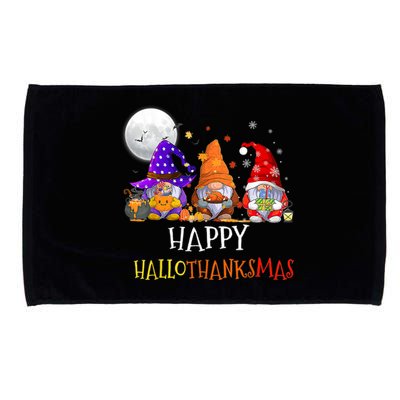 Happy Hallothanksmas Gnomes Halloween Christmas Thanksgiving Microfiber Hand Towel