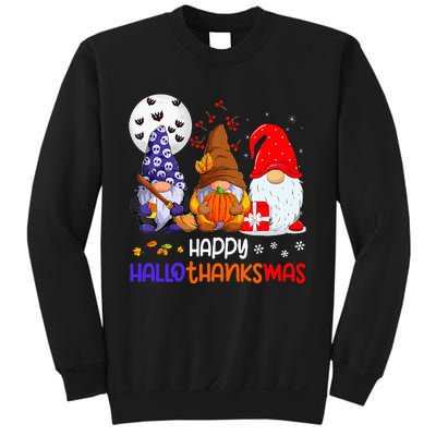 Happy Hallothanksmas Gnomes Halloween Thanksgiving Christmas Sweatshirt