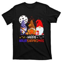 Happy Hallothanksmas Gnomes Halloween Thanksgiving Christmas T-Shirt