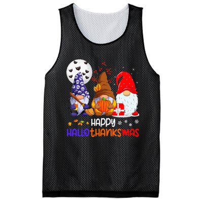 Happy Hallothanksmas Gnomes Halloween Thanksgiving Christmas Mesh Reversible Basketball Jersey Tank