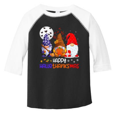 Happy Hallothanksmas Gnomes Halloween Thanksgiving Christmas Toddler Fine Jersey T-Shirt