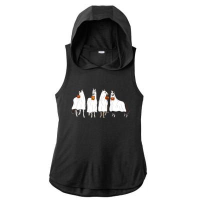 Halloween Horse Ghost Boo Cowboy Western Spooky Season Ladies PosiCharge Tri-Blend Wicking Draft Hoodie Tank