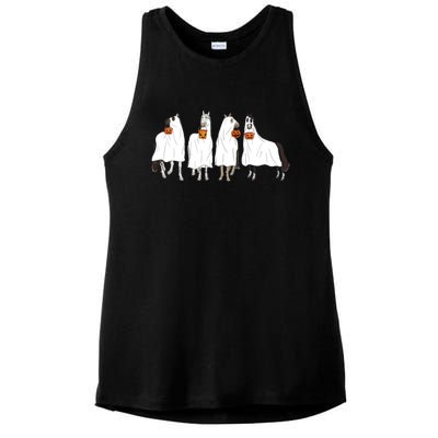 Halloween Horse Ghost Boo Cowboy Western Spooky Season Ladies PosiCharge Tri-Blend Wicking Tank