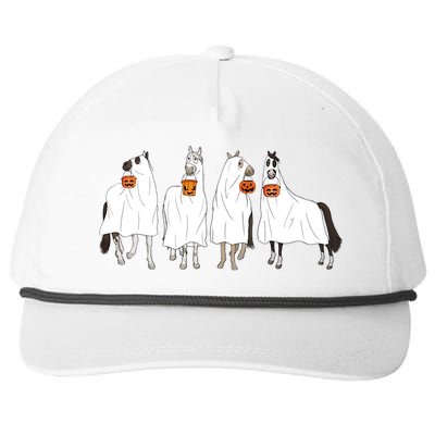 Halloween Horse Ghost Boo Cowboy Western Spooky Season Snapback Five-Panel Rope Hat