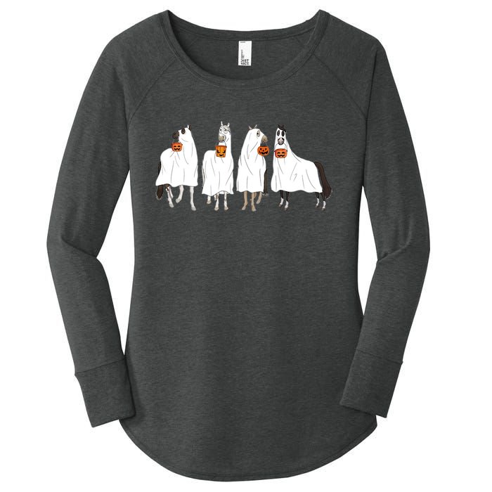 Halloween Horse Ghost Boo Cowboy Western Spooky Season Women's Perfect Tri Tunic Long Sleeve Shirt