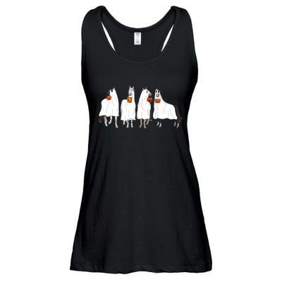 Halloween Horse Ghost Boo Cowboy Western Spooky Season Ladies Essential Flowy Tank