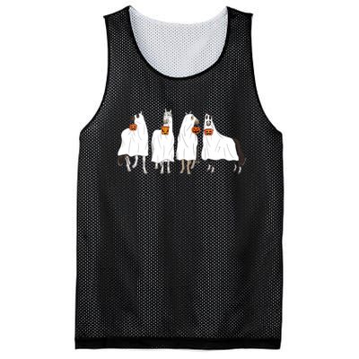 Halloween Horse Ghost Boo Cowboy Western Spooky Season Mesh Reversible Basketball Jersey Tank