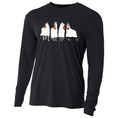 Halloween Horse Ghost Boo Cowboy Western Spooky Season Cooling Performance Long Sleeve Crew