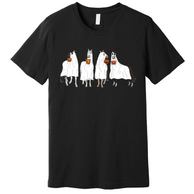 Halloween Horse Ghost Boo Cowboy Western Spooky Season Premium T-Shirt