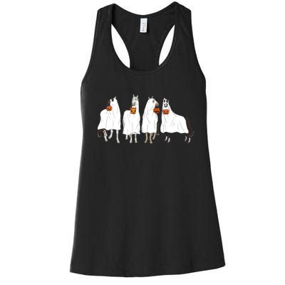 Halloween Horse Ghost Boo Cowboy Western Spooky Season Women's Racerback Tank