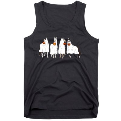 Halloween Horse Ghost Boo Cowboy Western Spooky Season Tank Top