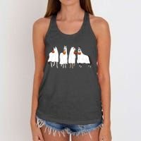 Halloween Horse Ghost Boo Cowboy Western Spooky Season Women's Knotted Racerback Tank