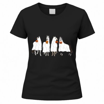 Halloween Horse Ghost Boo Cowboy Western Spooky Season Women's T-Shirt