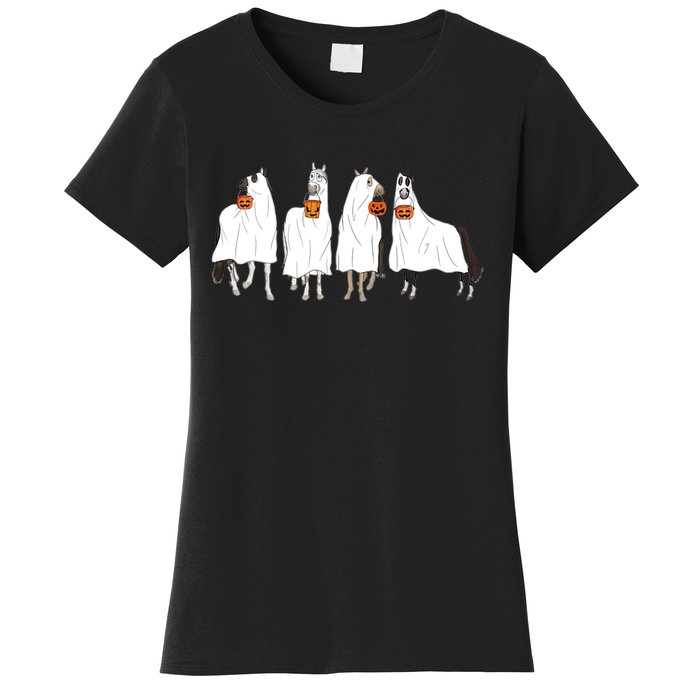 Halloween Horse Ghost Boo Cowboy Western Spooky Season Women's T-Shirt