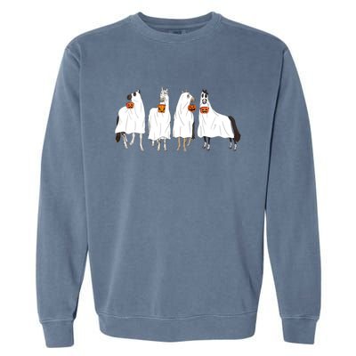 Halloween Horse Ghost Boo Cowboy Western Spooky Season Garment-Dyed Sweatshirt