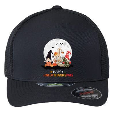 Happy Hallothanksmas Gnomes Halloween Thanksgiving Christmas Gift Flexfit Unipanel Trucker Cap