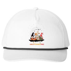 Happy Hallothanksmas Gnomes Halloween Thanksgiving Christmas Gift Snapback Five-Panel Rope Hat