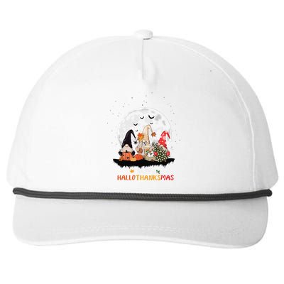 Happy Hallothanksmas Gnomes Halloween Thanksgiving Christmas Gift Snapback Five-Panel Rope Hat