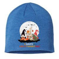 Happy Hallothanksmas Gnomes Halloween Thanksgiving Christmas Gift Sustainable Beanie