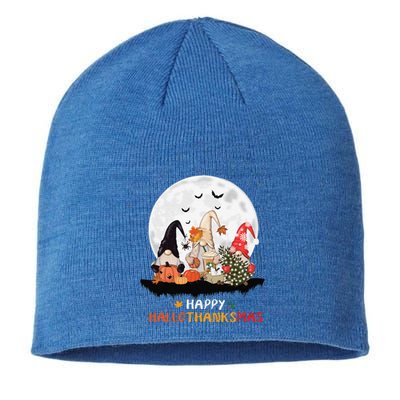 Happy Hallothanksmas Gnomes Halloween Thanksgiving Christmas Gift Sustainable Beanie