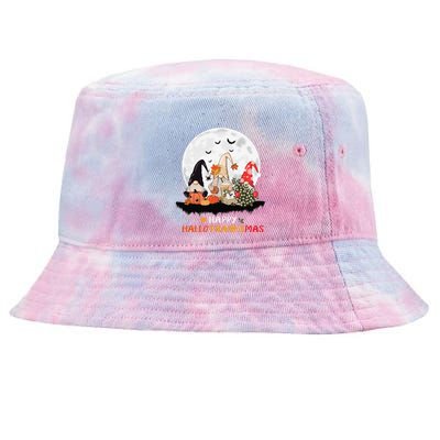 Happy Hallothanksmas Gnomes Halloween Thanksgiving Christmas Gift Tie-Dyed Bucket Hat