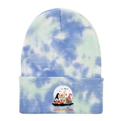 Happy Hallothanksmas Gnomes Halloween Thanksgiving Christmas Gift Tie Dye 12in Knit Beanie