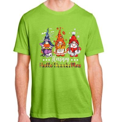 Happy Hallothanksmas Gnomes Halloween Thanksgiving Christmas Love Adult ChromaSoft Performance T-Shirt